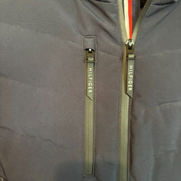 Tommy Hilfiger Multimedia Puffer Jacket Hooded M Dark Blue Warm Shiny - Picture 6 of 10